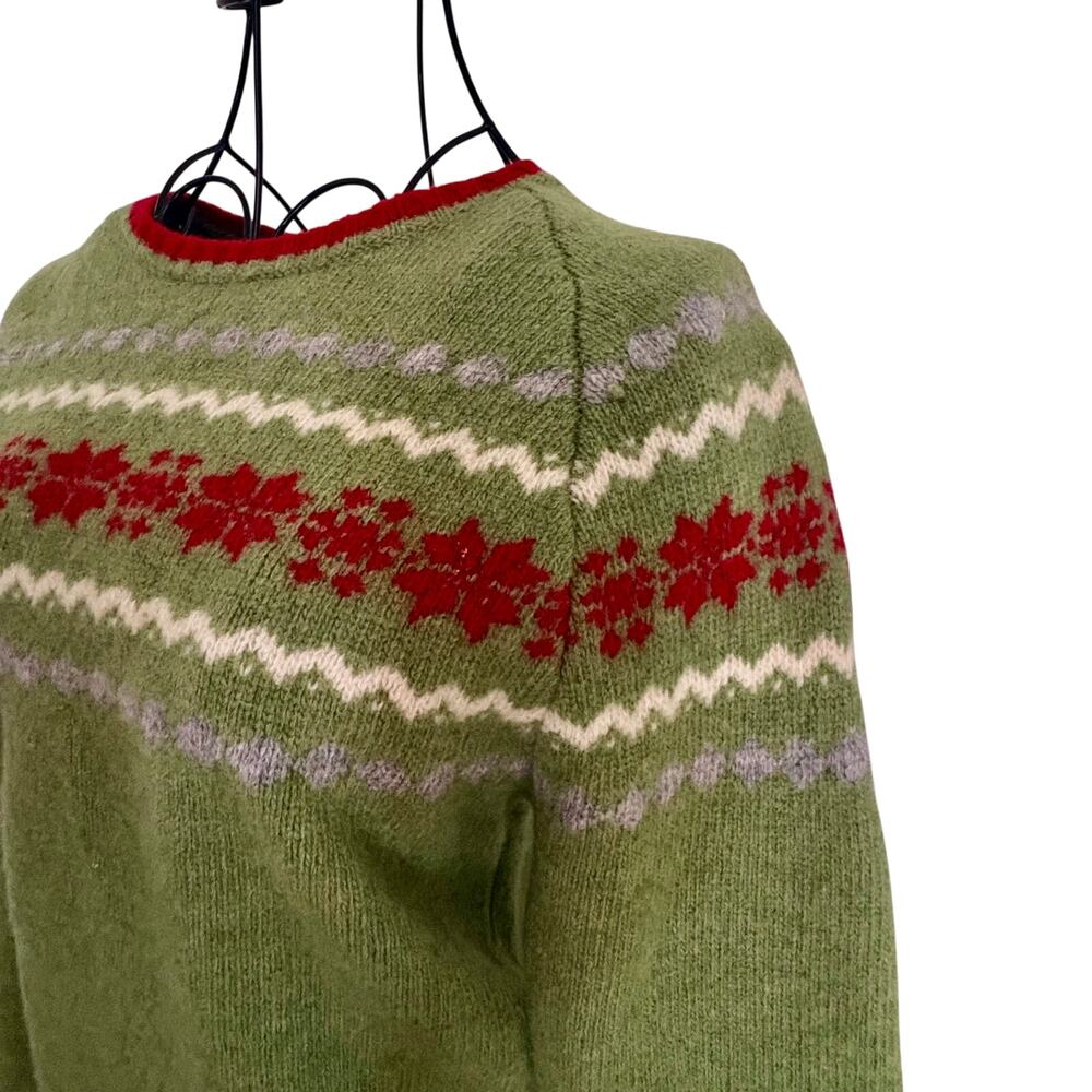 Vintage Y2K Old Navy 100% Lambswool Nordic Fair Isle Pullover Sweater Preppy - Picture 7 of 10